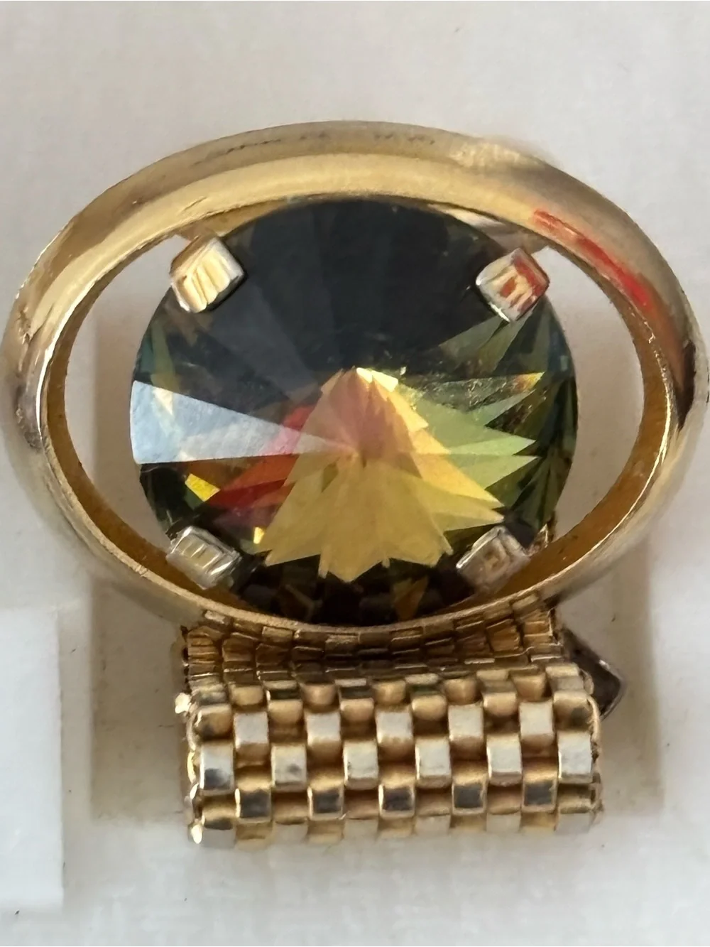 Deer Diamond Cut Gold-Tone Faceted Crystal Cufflinks